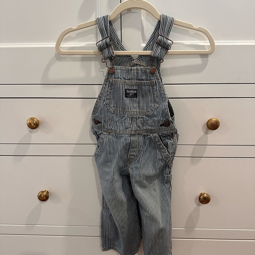OshKosh B'gosh Blue and White Striped Kids Overalls